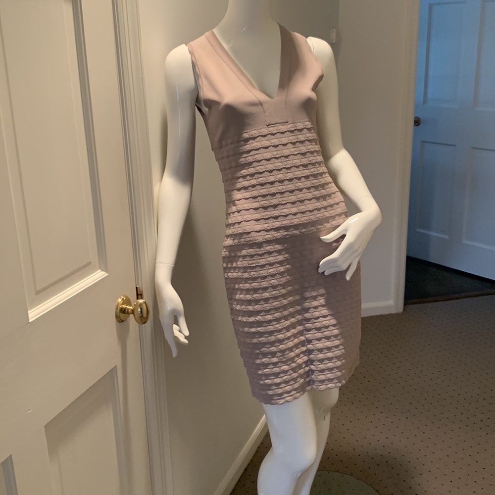 ALAIA knit neutral taupe colored fitted mini dress size 42